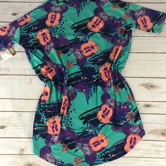 LuLaRoe Irma Disney Mickey Purple Teal Blue Tunic - Picture 3 of 3